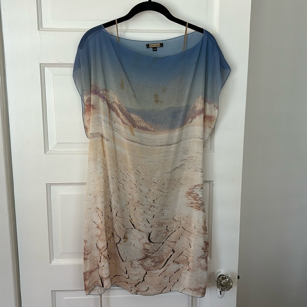 Rozea Nichols beach print dress with slip liner.